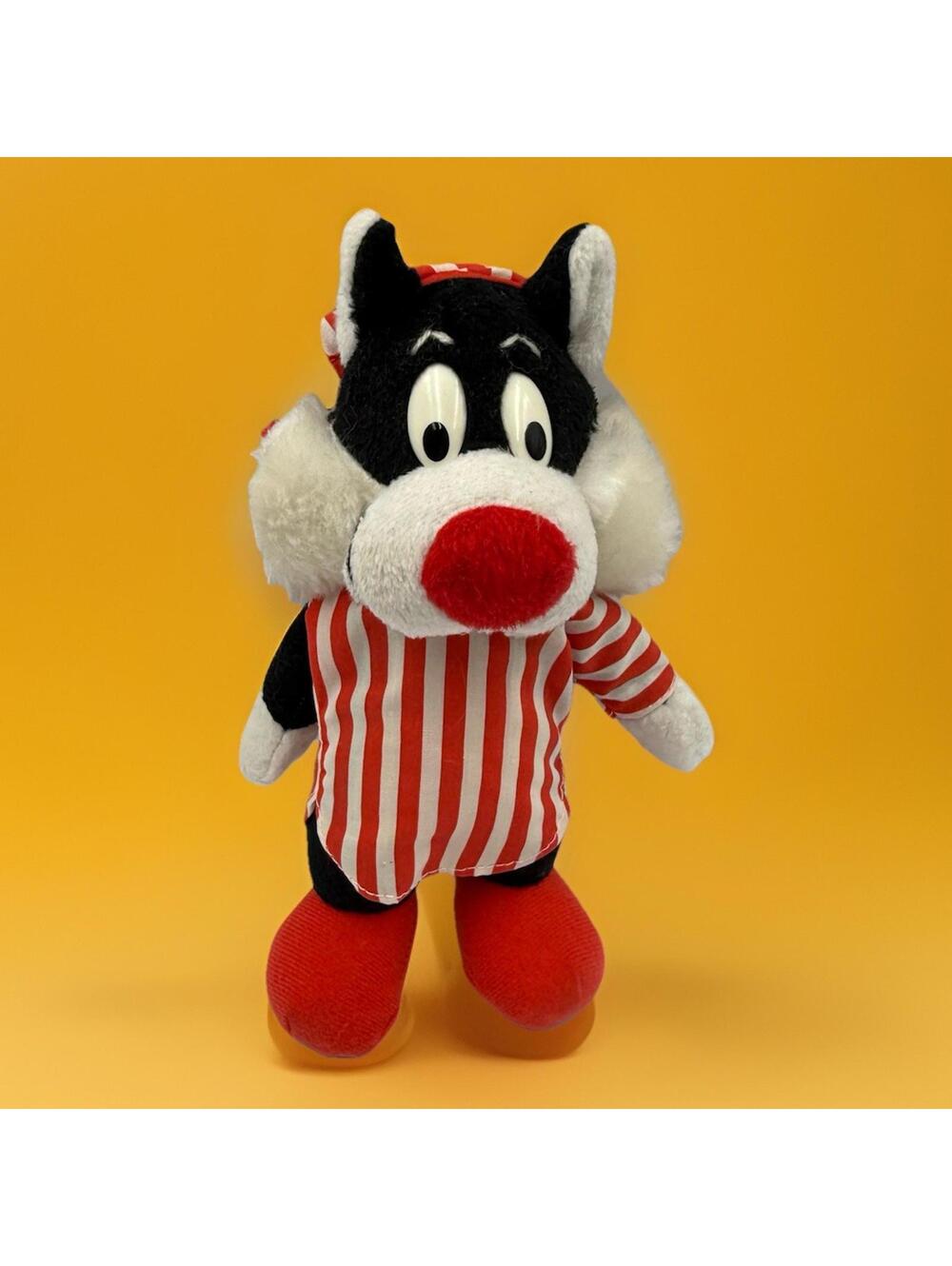 Looney Tunes Warner Bros Sylvester Cat Plush 9" 1992 in Night Shirt and Hat